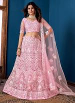 Net Pink Wedding Wear Embroidery Work Lehenga Choli